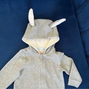 Gray Bunny Onesie with Ear Hood